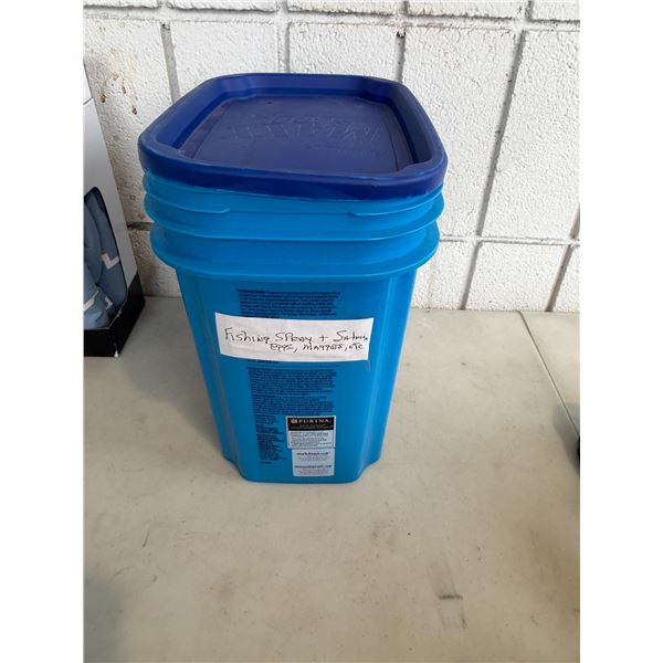 Fishing spray and salmon, eggs, and maggots et