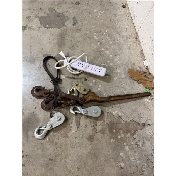 Chain Binder, Pulleys & Power Strip