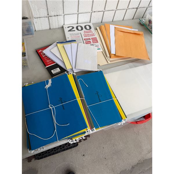 Office supplies ruled sheets, file folders