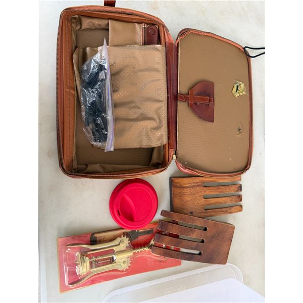 Salad, forks, travel bag, etc.