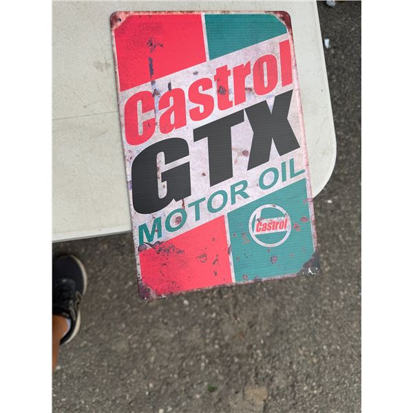 Castro motor oil tin sign
