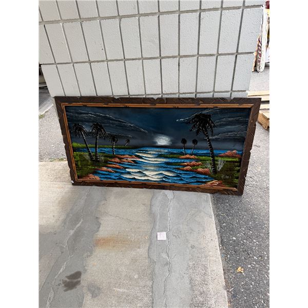 Vintage velvet painting 49" x 27" repaired