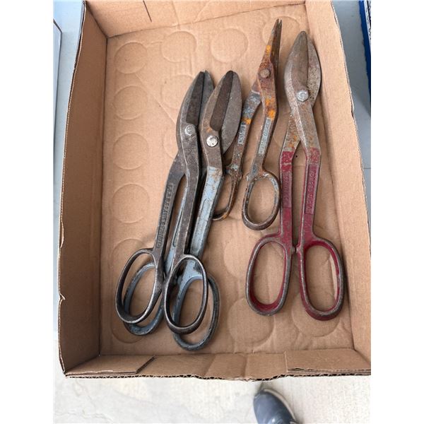 vintage drop-forged steel tin snips and metal-cutting shears