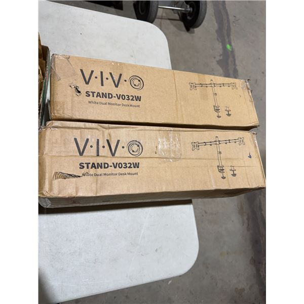 2 VIVO White dual monitor desk mounts