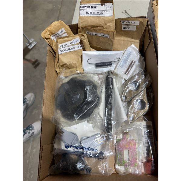 New small engine, parts, support shaft, screws, fuel caps, and other