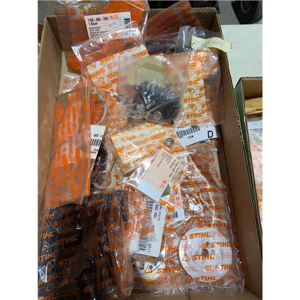 New Stihl Parts, small engine clutch shoes, crank case gaskets filter, bases, etc.