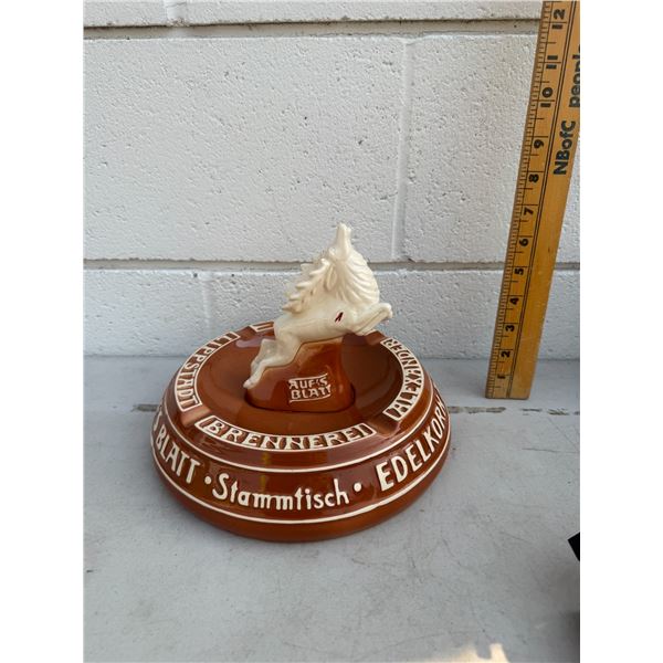 vintage mid-century German glazed ceramic advertising Stammtisch (regular's table) ashtray