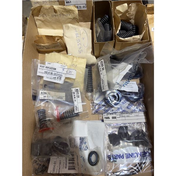 Small engine, parts, heat, deflectors, spring, front chain, catchers, etc.