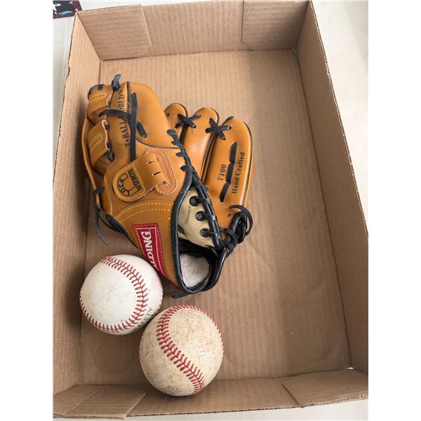 Baseball glove and balls