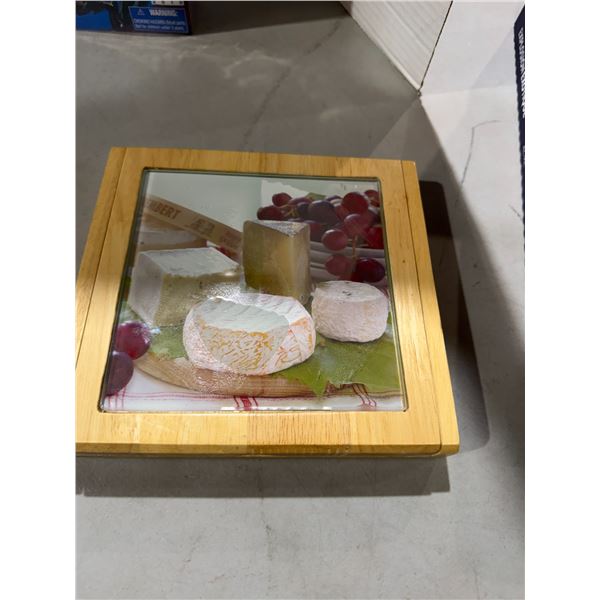 Cheese tray with utensils