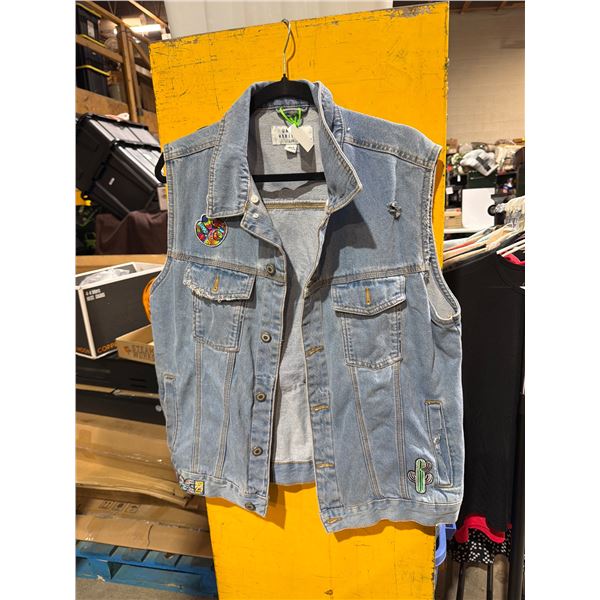 Urban Heritage denim biker vest/jacket with patches large