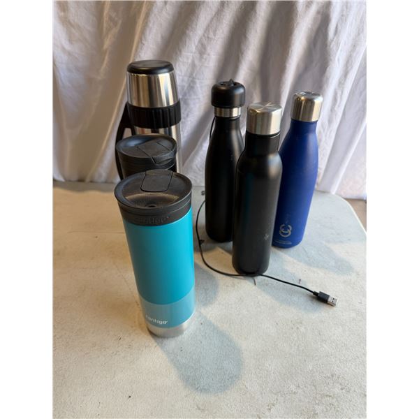 Water bottles and thermoses and to go cups