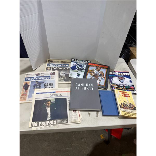 Canucks collectible items, books, and magazines