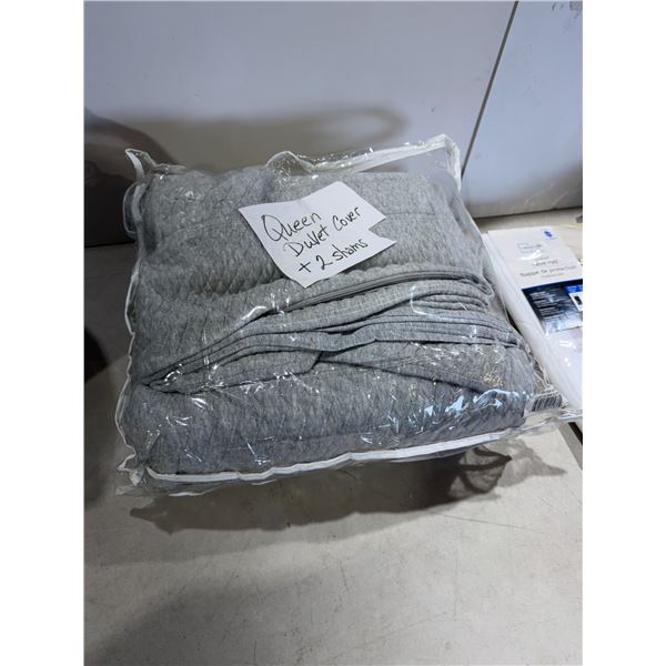 Queen, duvet cover, and two shams