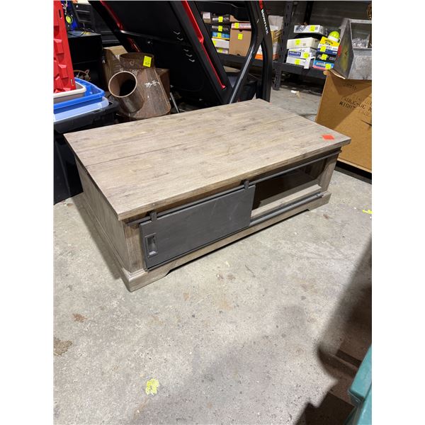 Rustic double sided sliding door Coffee Table from High End Furniture store by 27 1/2" x 16