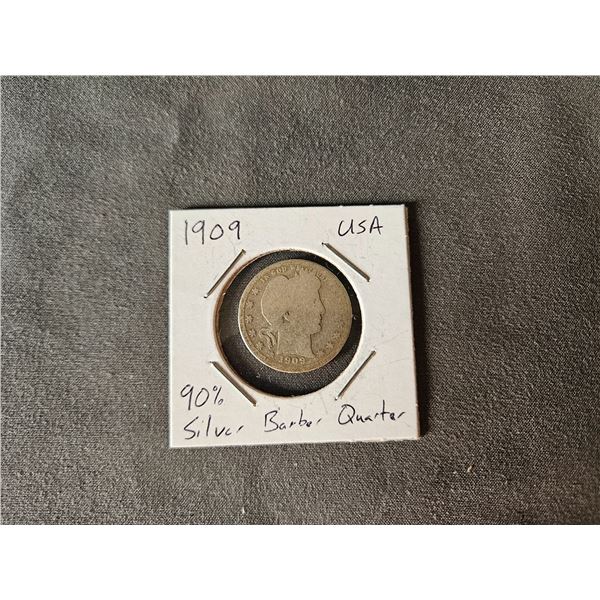 90% silver 1909 USA quarter