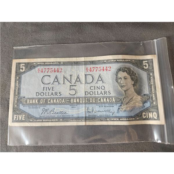1954 Canadian $5 bill