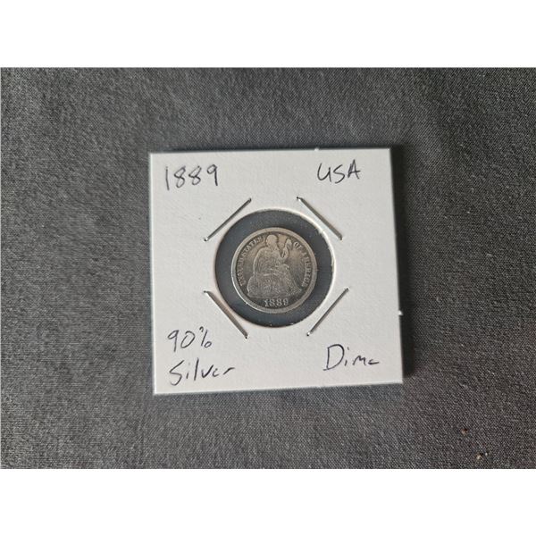 90% silver 1889 USA dime