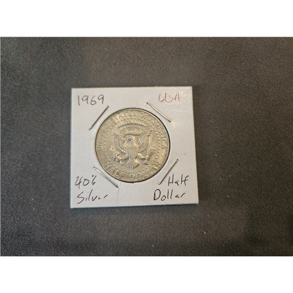 40% silver 1969 USA half dollar