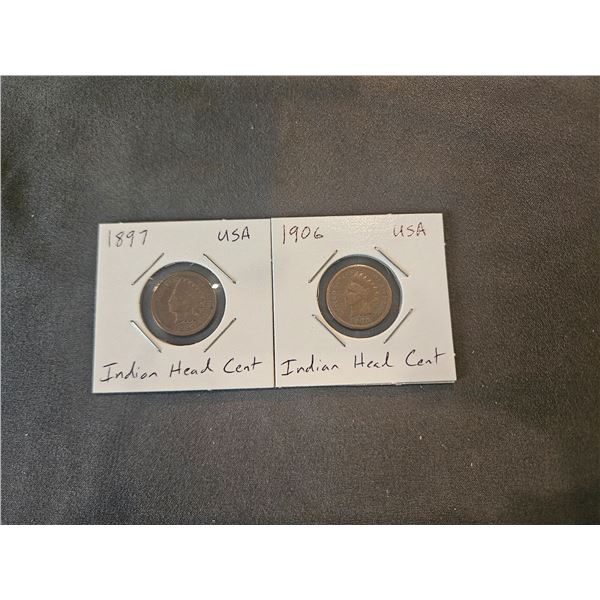2x USA Indian Head cents