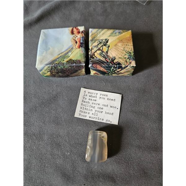 Worry stone in handmade box