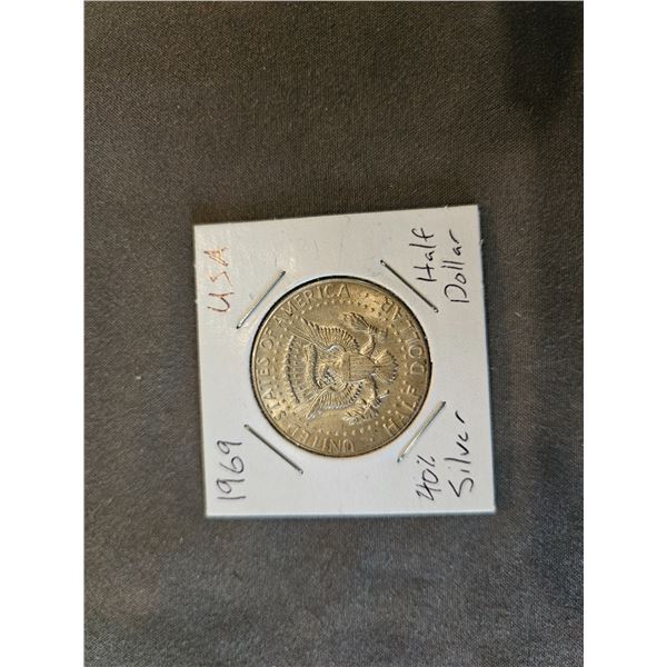 40% silver 1969 USA half dollar