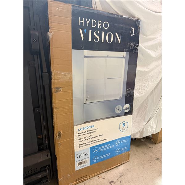 Hydro vision bathtub shower door 60" x 58" x 5/16 inch chrome finish hardware