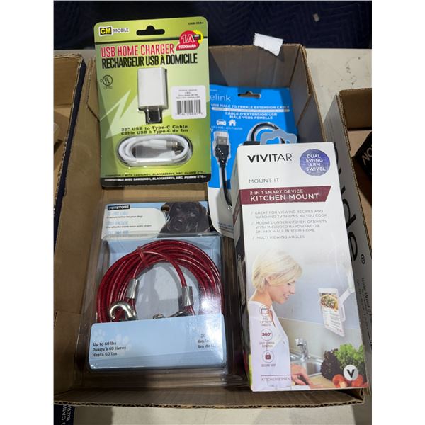 USB home charger tie out cable kitchen mount
