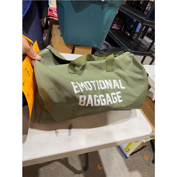 Emotional baggage, assholes live forever duffel bag