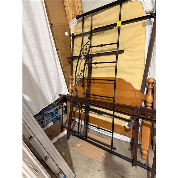 Two sets metal adjustable bed frames, headboard, wood, headboard, and mattress