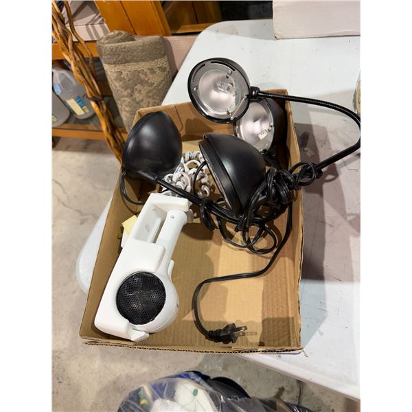 Lamps and hairdryer