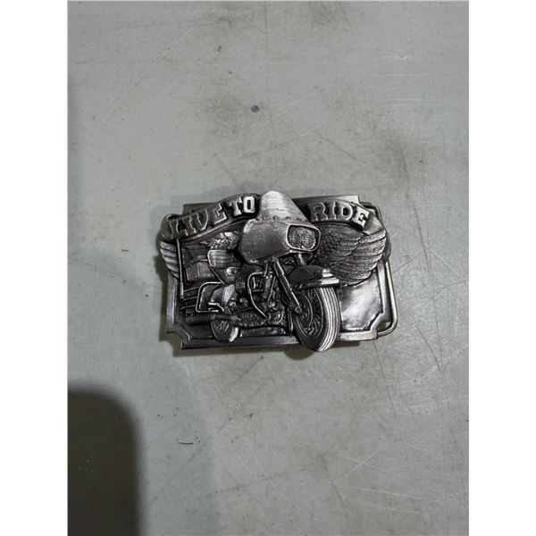 Live to ride belt buckle