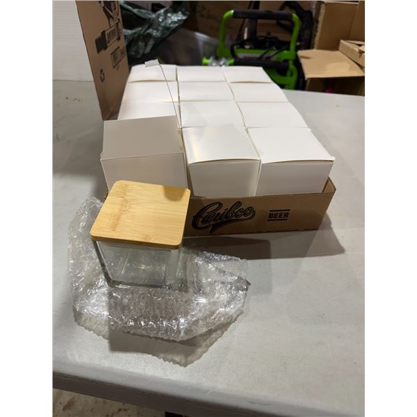 Square glass jars with lids