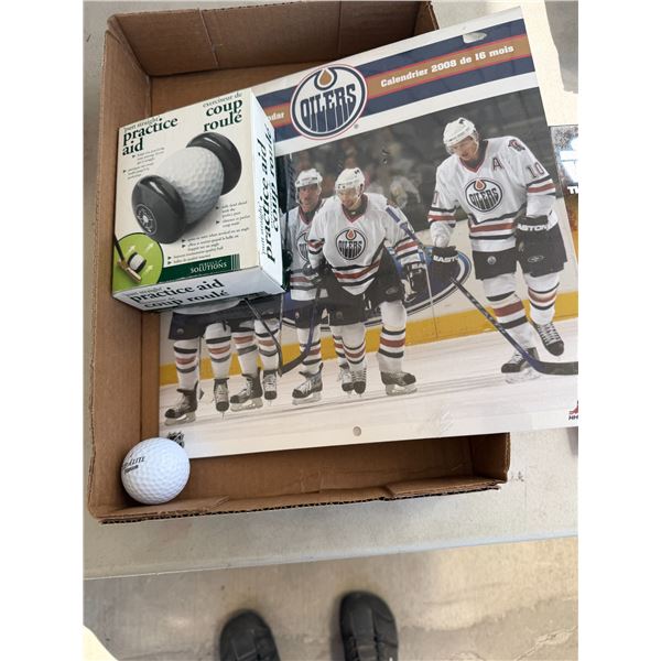 Hockey calendar, sealed and practice aid for putting straight with golf ball