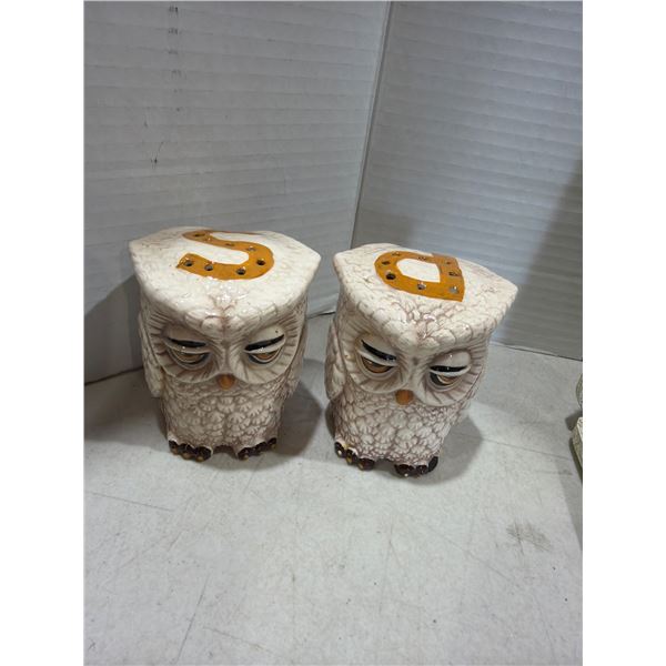 Vintage sleepy owls salt and pepper