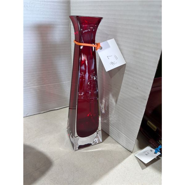 Italy Kristalcolor 10.5 inch ruby red vase
