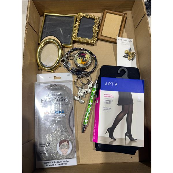Frames eye, mask, keychains, and tights
