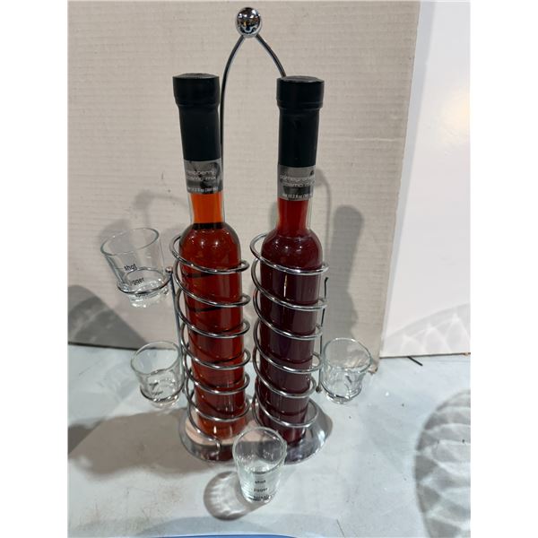 Raspberry and pomegranate Cosmo mix with stand and shooter glasses