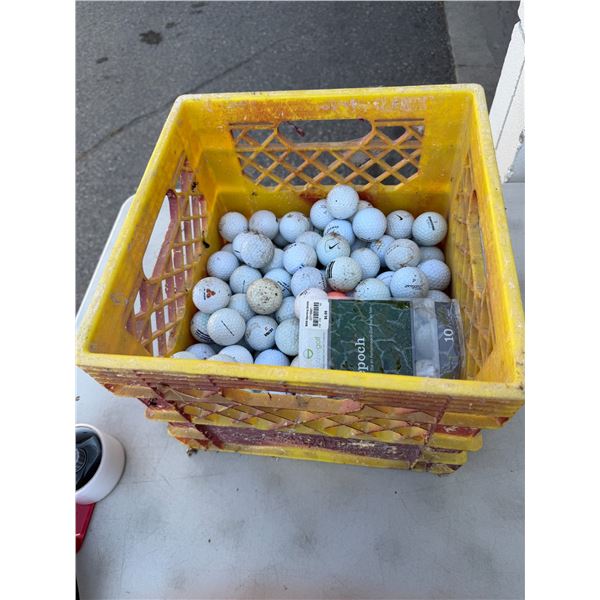 Crate with golf balls