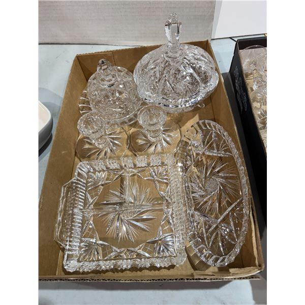 Crystal dishes and Candle Holder