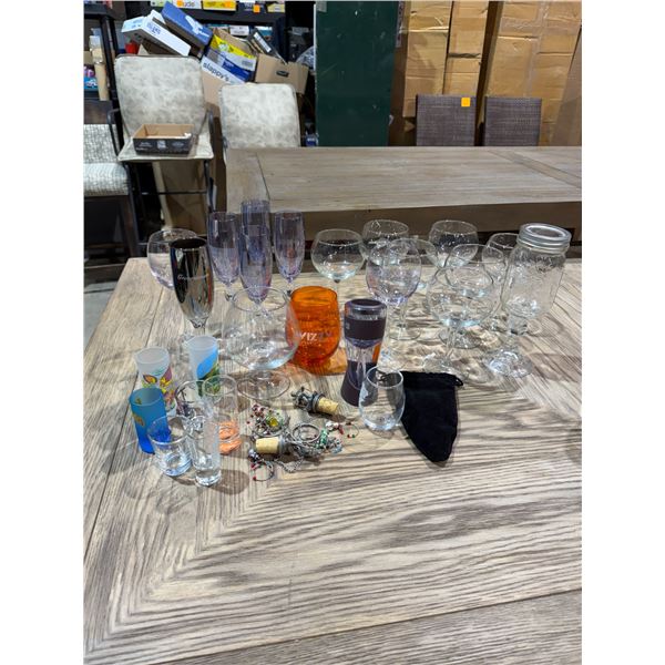 Miscellaneous shooter glasses and wine glasses