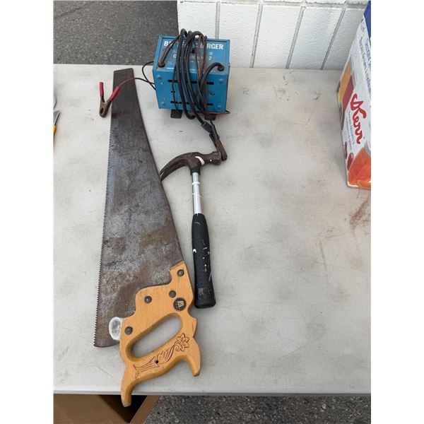 Saw hammer and battery charger