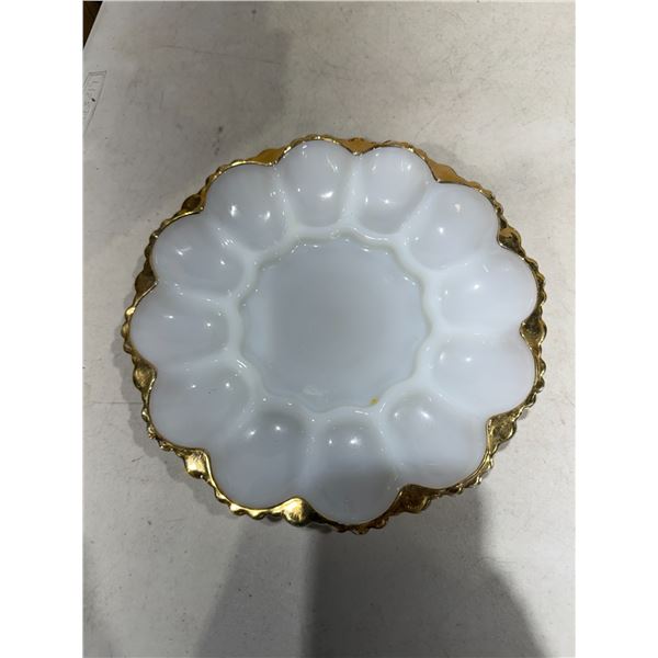 vintage Anchor Hocking milk glass deviled egg plate