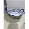 Image 1 : vintage blue and white reticulated ceramic basket bowl