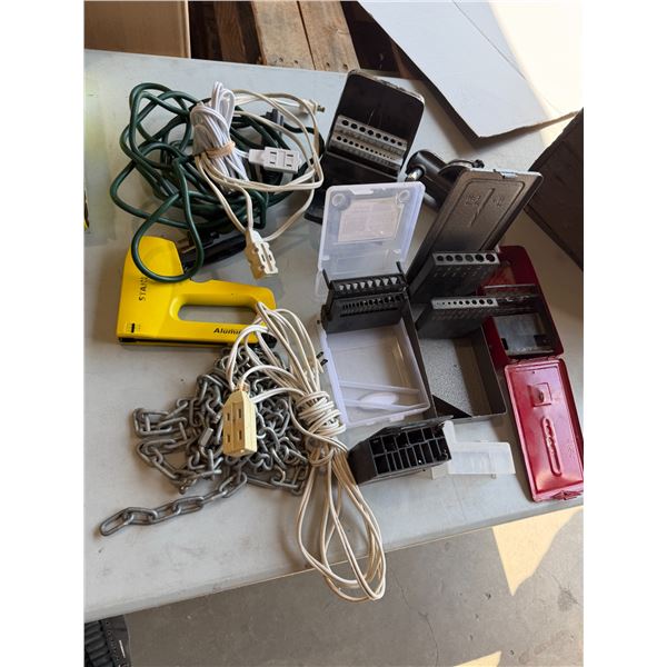 Chain extension cords and drill bit cases