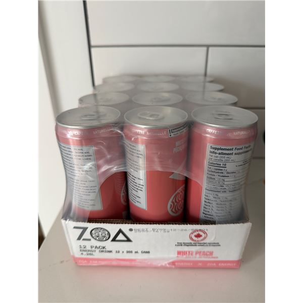 ZOA White Peach energy drinks