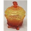 Image 1 : Amberina Glass Grape Pattern Covered Bowl