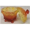 Image 2 : Amberina Glass Grape Pattern Covered Bowl