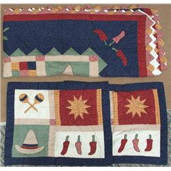 Queen Size Southwestern Applique Bedspread & Shams