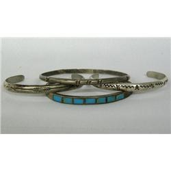 4 Navajo Silver Cuff Bracelets